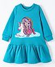 Pspeaches Full Sleeves Unicorn Printed Peplum Dress - Turquoise