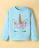 Pspeaches Full Sleeves Unicorn Foil Printed Sweatshirt - Blue