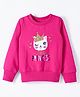 Pspeaches Full Sleeves Cat Printed Sweatshirt - Magenta