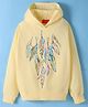 Pspeaches Full Sleeves Leaves Printed Hooded Sweatshirt - Yellow
