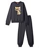 Pspeaches Wool Full Sleeves Cat Printed Top With Pyjamas - Black