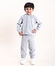 Kiddopanti Fleece Full Sleeves Solid Coordinating Hooded Sweatshirt With Track Pants - Grey Melange