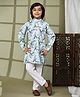 P-MARK Full Sleeves Abstract Printed Kurta With Solid Pyjama - Blue