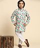 P-MARK Full Sleeves Abstract Printed & Sequin Embellished Kurta Pyjama Set - Green