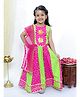 KID1 Sleeveless Gota Lace Floral Applique & Bandhani Printed Coordinating Lehenga Choli With Dupatta - Green & Pink