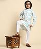 P-MARK Full Sleeves Water Colour Effect With Floral Printed Kurta Pyjama Set - Blue