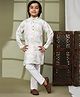 P-MARK Full Sleeves Water Colour Effect With Floral Printed Kurta Pyjama Set - Green