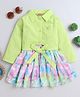 Twetoons Woven Full Sleeves Jacket with Floral Print Frock - Green