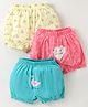 Revvo Junior Single Jersey Swan & Text Printed Bloomers Pack of 3 - Lemon Sea Green & Coral