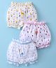 Revvo Junior Single Jersey Animals & Floral Printed Bloomers Pack of 3 - Pink Blue & Light Yellow