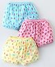 Revvo Junior Single Jersey Knit Bloomers with Bunny & Hearts Print Pack of 3 - Yellow Pink & Blue