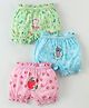 Revvo Junior Single Jersey Bunny & Heart Printed Bloomers Pack of 3 - Pink Blue & Green