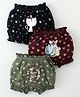Revvo Junior Single Jersey Kitty & Floral Printed Bloomers Pack of 3 - Maroon Navy Blue & Green