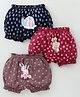 Revvo Junior Single Jersey Knit Bloomers with Animals & Polka Dots Print Pack of 3 - Navy Blue & Maroon