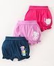 Revvo Junior Single Jersey Knit Bloomers with Kitten & Elephant Print Pack of 3 - Navy Mauve & Pink