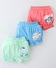 Revvo Junior Single Jersey Animls & Text Printed Bloomer Pack of 3 - Pink Blue & Coral