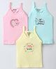 Revvo Junior Cotton Sleeveless Unicorn & Text Printed Slips Pack of 3 - Pink Sky Blue & Yellow
