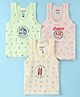 Revvo Junior Cotton Knit Sleeveless Vests With Nautical Theme Print Pack of 3 - Mint Beige & Pink