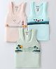 Revvo Junior Sinker Knit Sleeveless Set of Vests Beach Theme Print Pack of 3 - Green Ivory &  Sea Blue