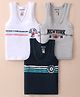 Revvo Junior Cotton Knit Sleeveless Set of Vests Rugby Print Pack of 3 - White Navy & Grey
