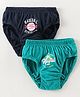 Revvo Junior Cotton Text Printed Panties Pack of 2 - Dark Green & Navy Blue