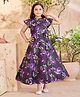 Aarika Cap Sleeves  Floral Printed Dress  - Purple
