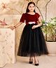 Aarika Half sleeves Stone Embellished Flared Dress - Black & Maroon
