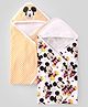 Babyhug Disney Terry Knit Hooded Wrapper with Mickey Mouse & Friends Graphic  L 76 X B 76 Cm Pack of 2 - White & Yellow