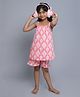 Little Clothing Cotton Woven Sleeveless Geometric  Printed Coordinating Top With Shorts - Pink