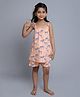 Little Clothing Cotton Woven Sleeveless Animal Printed Coordinating Top With Shorts - Peach