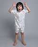Little Clothing Cotton Woven Half Sleeves Animal Printed Coordinating Shirt With Shorts - Cream