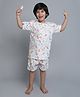 Little Clothing Cotton Woven Half Sleeves Animal Printed Coordinating Shirt With Shorts - White