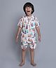 Little Clothing Cotton Woven Half Sleeves Beach Theme Printed Coordinating Shirt With Shorts -  White
