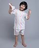 Little Clothing Cotton Woven Half Sleeves Stripe Printed Coordinating Shirt With Shorts - White