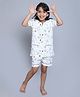 Little Clothing Cotton Woven Half Sleeves Abstract Printed Coordinating Shirt With Shorts - White