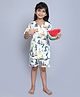Little Clothing Cotton Woven Half Sleeves Ships Printed Coordinating Shirt With Shorts - White