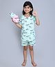 Little Clothing Cotton Woven Half Sleeves Animal Printed Coordinating Shirt With Shorts - Green