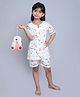 Little Clothing Cotton Woven Half Sleeves Animal Printed Coordinating Shirt With Shorts - Pink