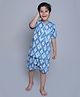 Little Clothing Cotton Woven Half Sleeves Abstract Printed Coordinating Shirt With Shorts - Blue