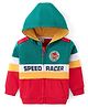 Babyhug Cotton Knit Full Sleeves Hooded Sweatjacket with Cut & Sew Design & Text Print - Multicolour