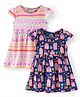 Babyhug Single Jersey Knit Half Sleeves Frocks With Hearts  Print Pack Of 2 - Multicolor