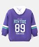 Babyhug Cotton Knit Full Sleeves Collar Neck Sweatshirt With Text Print & Embroidery - Purple