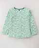 Evimo Single Jersey Knit Full Sleeves Floral Printed Top - Sea Green