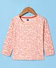 Evimo Single Jersey Knit Full Sleeves Floral Printed Top - Light Peach