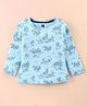 Evimo Single Jersey Knit Full Sleeves Floral Printed Top - Light Blue