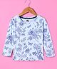 Evimo Single Jersey Knit Full Sleeves Floral Printed Top - Light Blue