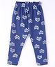 Evimo Single Jersey Knit Full Length Leggings with Text Print - Navy Blue