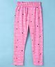 Evimo Single Jersey Knit Full Length Leggings with Text Print - Fuchsia