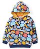 Babyhug Cotton Knit Full Sleeves Front Open Hooded Sweatjacket With Lion Print - Blue