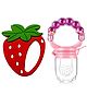 Enorme Silicone Strawberry Shape Mini Red Teething Soft Teether and Ring Style Food Fruit Feeder Nibbler Pacifier for Babies